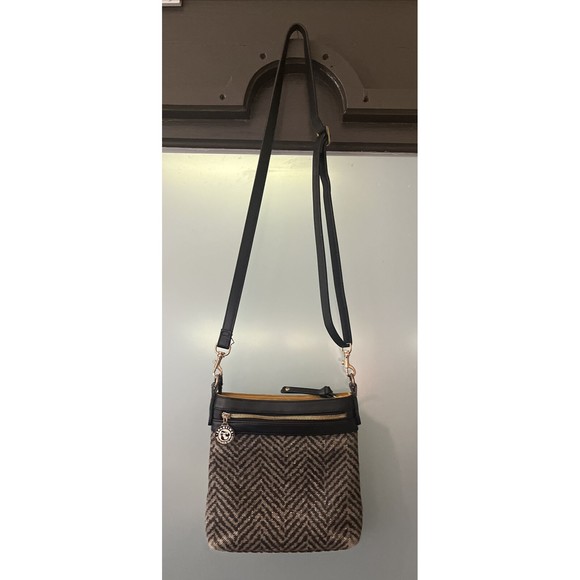 Spartina 449 Crossbody LORELEI Hipster Bag Slate Colored herringbone pattern - Picture 6 of 10